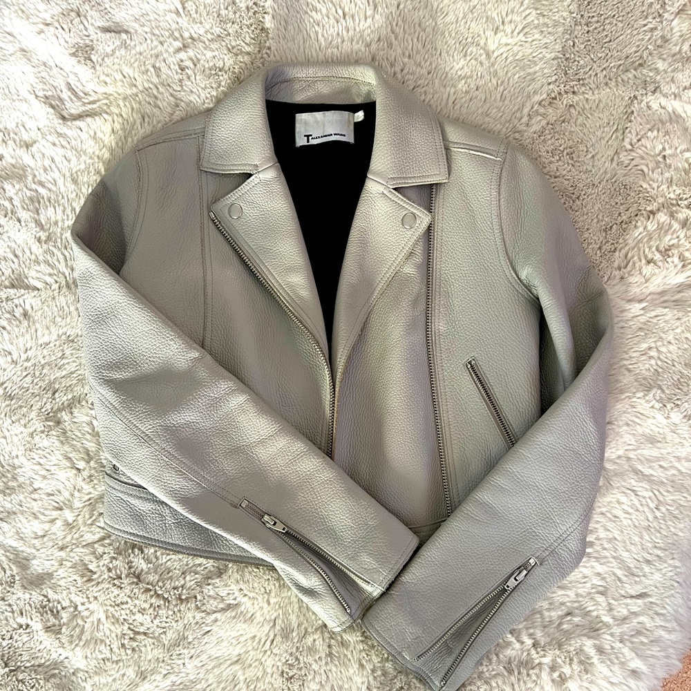 Alexander Wang Leather cropped motorcycle jacket